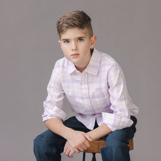 BOYS Monet Plaid Linen Button Down Shirt