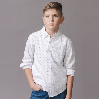 BOYS Delft Dot Seersucker Organic Seersucker Shirt
