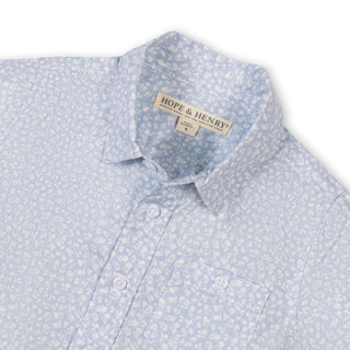 BOYS Blue Chateau Ditsy Linen Short Sleeve Shirt