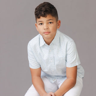 BOYS Blue Chateau Ditsy Linen Short Sleeve Shirt