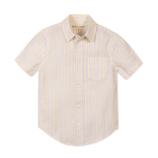 BOYS Sunlit Stripe Linen Short Sleeve Shirt
