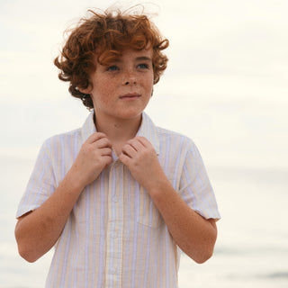 BOYS Sunlit Stripe Linen Short Sleeve Shirt