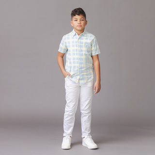 BOYS Sunlit Plaid Linen Short Sleeve Shirt