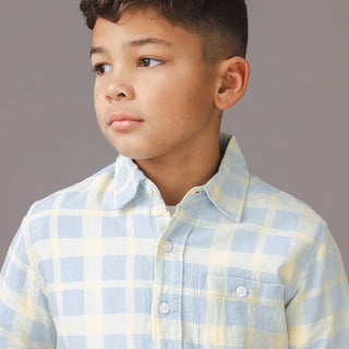 BOYS Sunlit Plaid Linen Short Sleeve Shirt