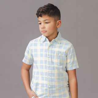 BOYS Sunlit Plaid Linen Short Sleeve Shirt