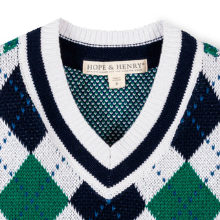 BOYS Pickleball Argyle Organic Argyle Sweater Vest