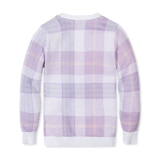 BOYS Monet Plaid Intarsia Organic V-Neck Intarsia Sweater