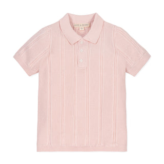 BOYS Pale Pink Organic Short Sleeve Sweater Polo