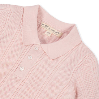 BOYS Pale Pink Organic Short Sleeve Sweater Polo
