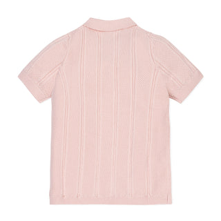 BOYS Pale Pink Organic Short Sleeve Sweater Polo