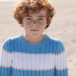 BOYS Bluebell Stripe Organic Crewneck Sweater