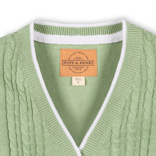 BOYS Soft Green Organic Cable Cardigan