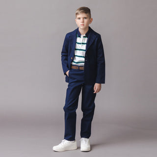 BOYS Navy Linen Linen Suit Pant