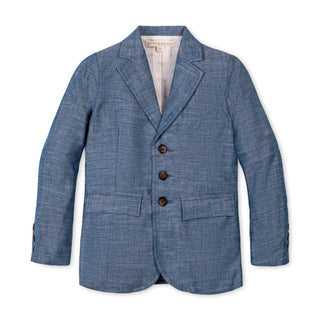 BOYS Chambray with Logo Lining Organic Chambray Suit Jacket