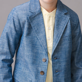 BOYS Chambray with Logo Lining Organic Chambray Suit Jacket