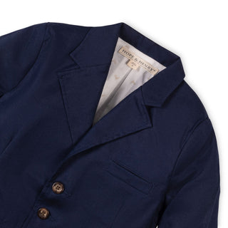 BOYS Navy Linen Linen Suit Jacket