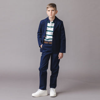 BOYS Navy Linen Linen Suit Jacket