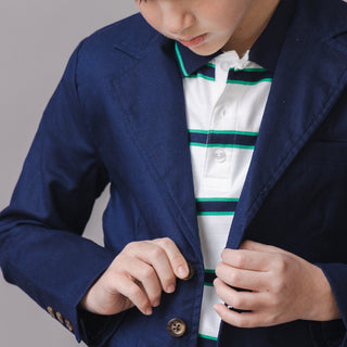 BOYS Navy Linen Linen Suit Jacket