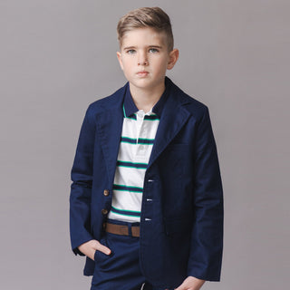 BOYS Navy Linen Linen Suit Jacket