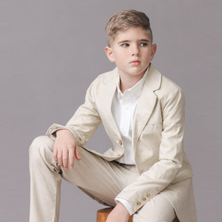BOYS Sand Linen Linen Suit Jacket