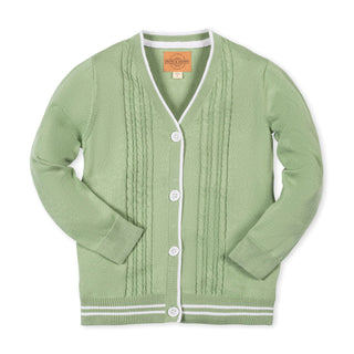 BOYS Soft Green Organic Cable Cardigan