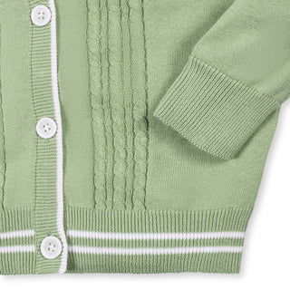 BOYS Soft Green Organic Cable Cardigan