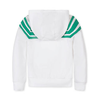 GIRLS White with Green Organic French Terry Hoodie
