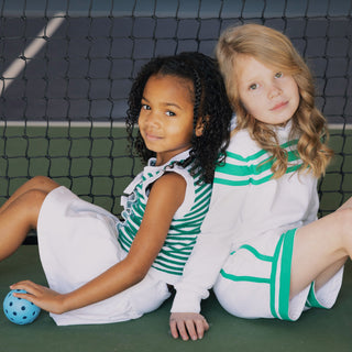 GIRLS White with Green Organic French Terry Hoodie