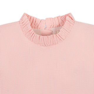 Organic Ruffle Neck Seersucker Top
