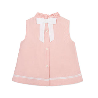 GIRLS Tonal Rose Seersucker Organic Ruffle Neck Seersucker Top