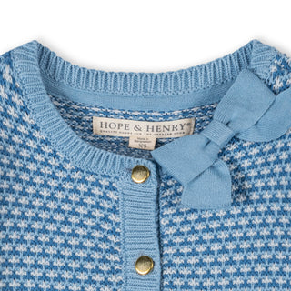 GIRLS Bluebell Tweed Organic Tweed Stitch Bow Cardigan