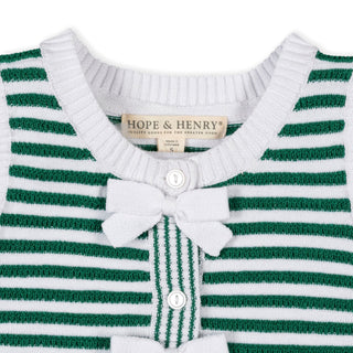 GIRLS Kelly Green Stripe Organic Button Front Sweater Tank with Bows
