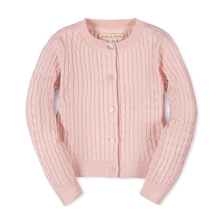 GIRLS Pale Pink Organic Classic Cable Cardigan