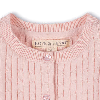 GIRLS Pale Pink Organic Classic Cable Cardigan