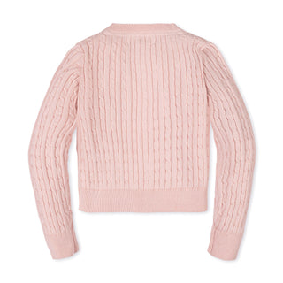 GIRLS Pale Pink Organic Classic Cable Cardigan