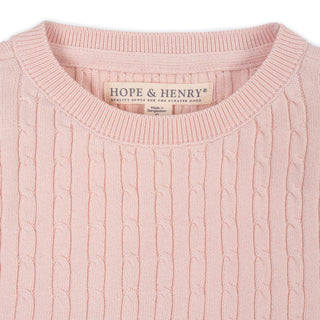 GIRLS Pale Pink Organic Short Sleeve Cable Sweater