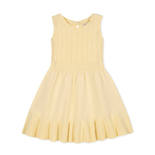 GIRLS Pale Yellow Organic Flounce Hem Sweater Dress