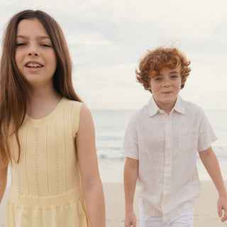 GIRLS Pale Yellow Organic Flounce Hem Sweater Dress