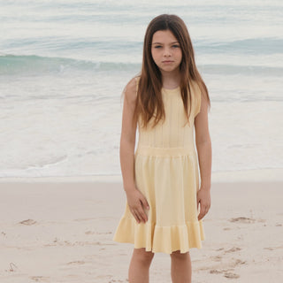 GIRLS Pale Yellow Organic Flounce Hem Sweater Dress