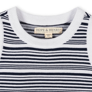 GIRLS Navy and White Stripe Organic Sweater Tank