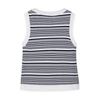 GIRLS Navy and White Stripe Organic Sweater Tank