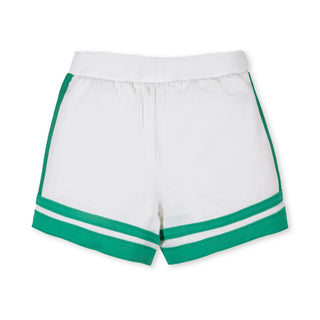 GIRLS White and Green Organic French Terry Short