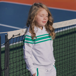 GIRLS White and Green Organic French Terry Short