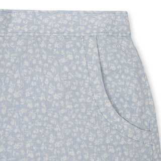 GIRLS Blue Chateau Ditsy Linen Pull-On Short