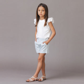 GIRLS Blue Chateau Ditsy Linen Pull-On Short