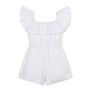 GIRLS Delft Dot Seersucker Organic Seersucker Ruffle Romper