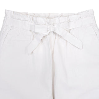 GIRLS White Linen Linen Paper Bag Tie-Waist Pant