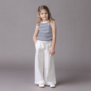 GIRLS White Linen Linen Paper Bag Tie-Waist Pant