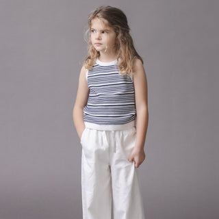 GIRLS White Linen Linen Paper Bag Tie-Waist Pant