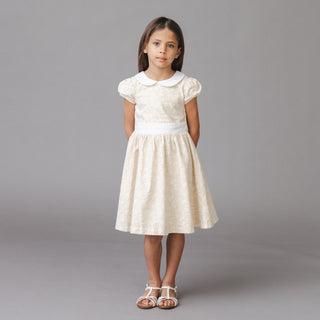 GIRLS Sandy Floral Linen Dress with Peter Pan Collar